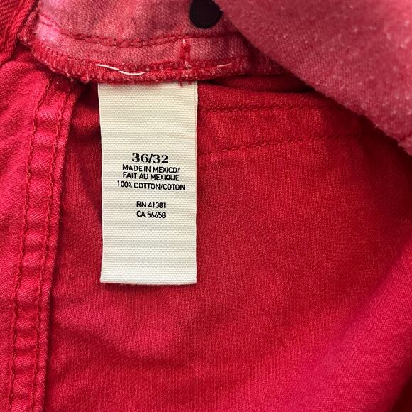 Denim & Supply Ralph Lauren Slim Jeans Mens 36x32 Red Denim Distressed Dyed - Picture 13 of 16